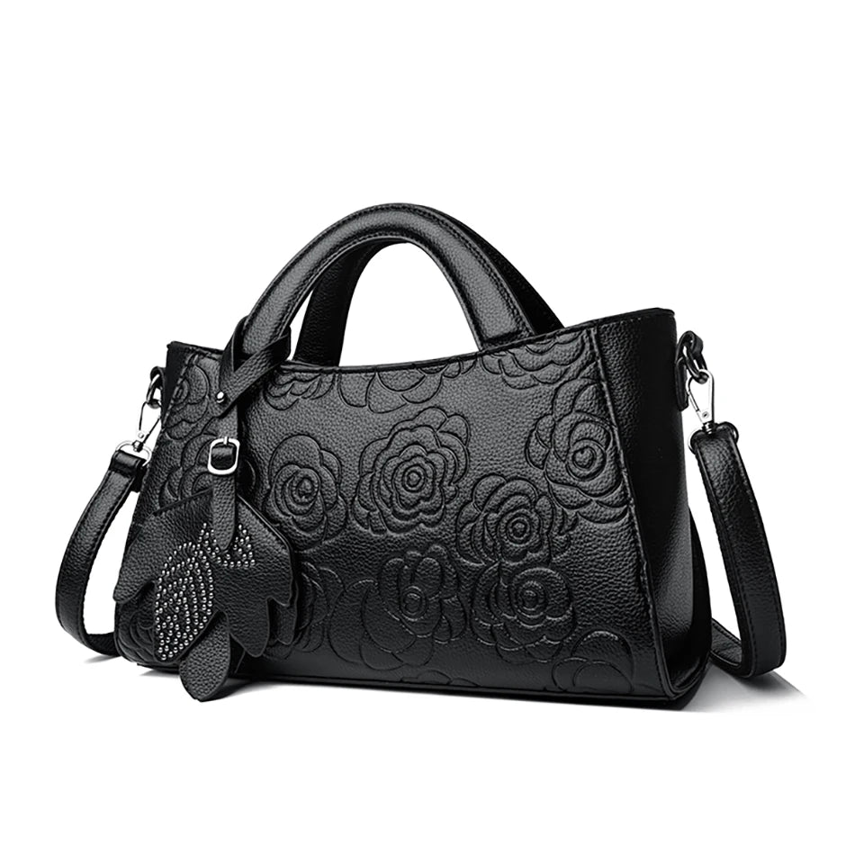 Veliora Camellia Top-Handle Leather Bag 👜