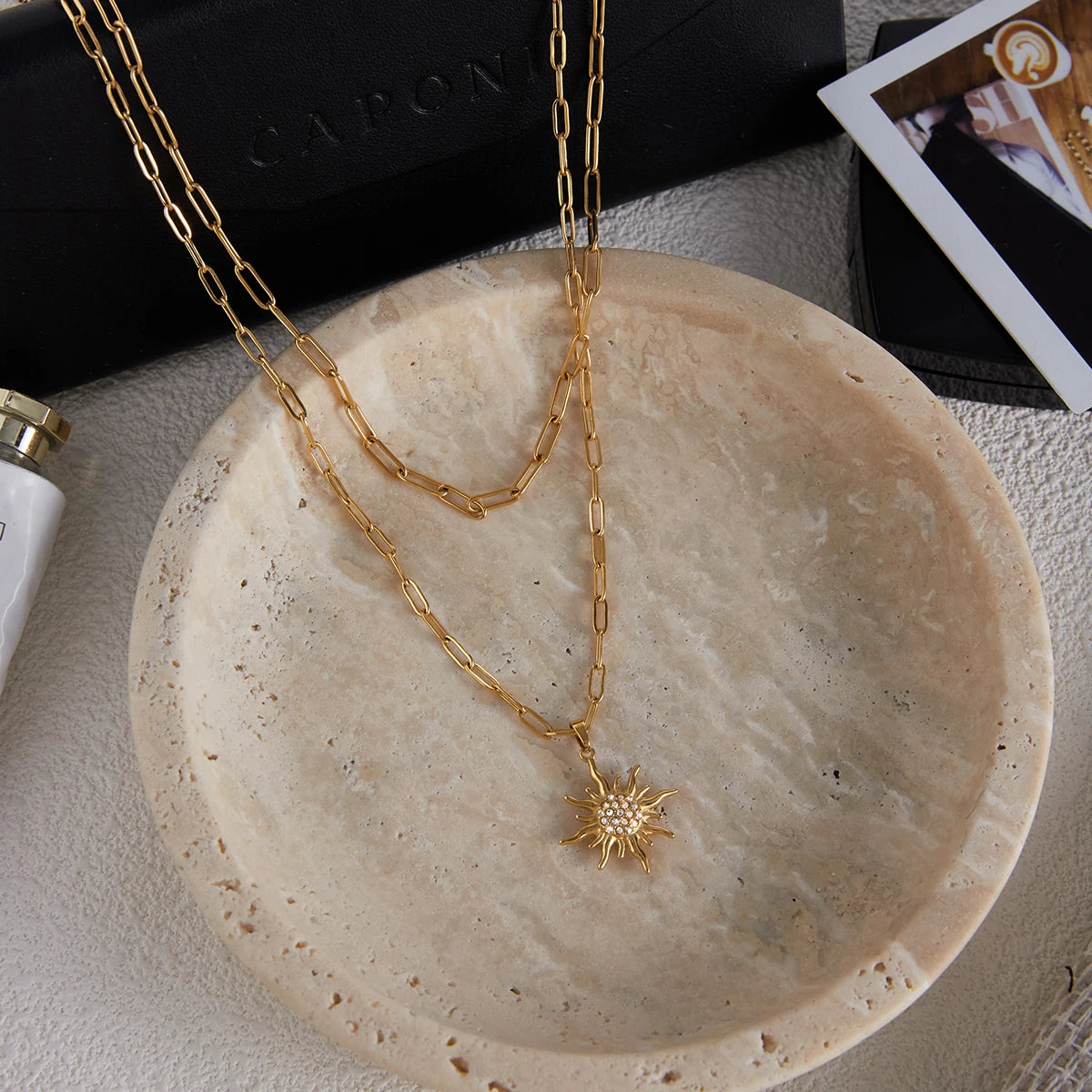 Veliora Layered Sun Pendant Necklace ✨