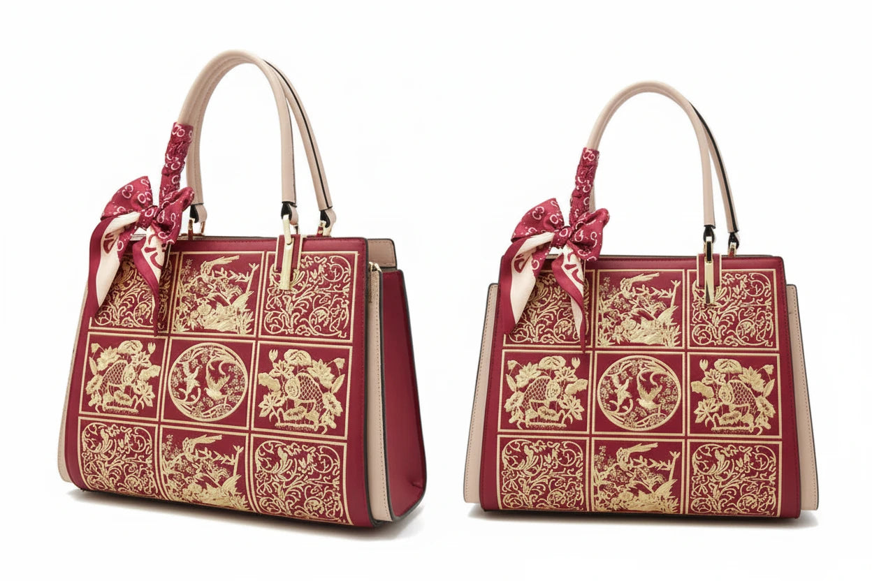 Veliora Silk Accent Leather Tote👜