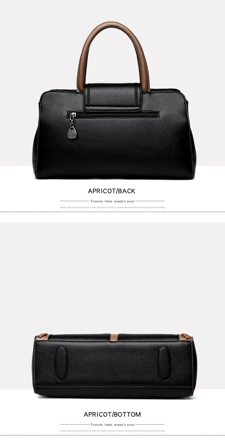 Veliora Color-Block Leather Business Tote Bag.