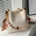 Veliora Ribbon Chain Bucket Bag – Large Capacity