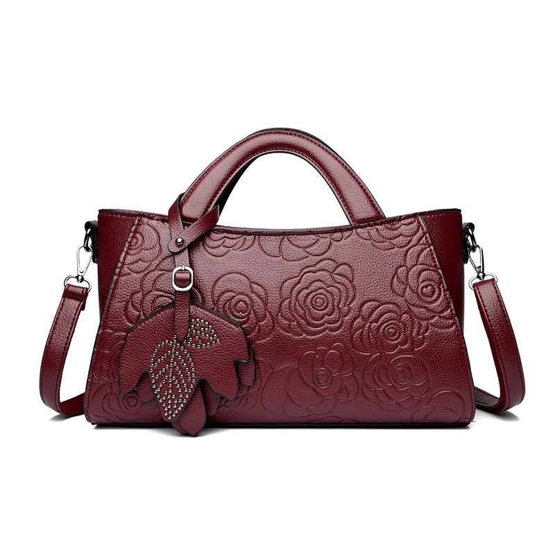 Veliora Camellia Top-Handle Leather Bag 👜