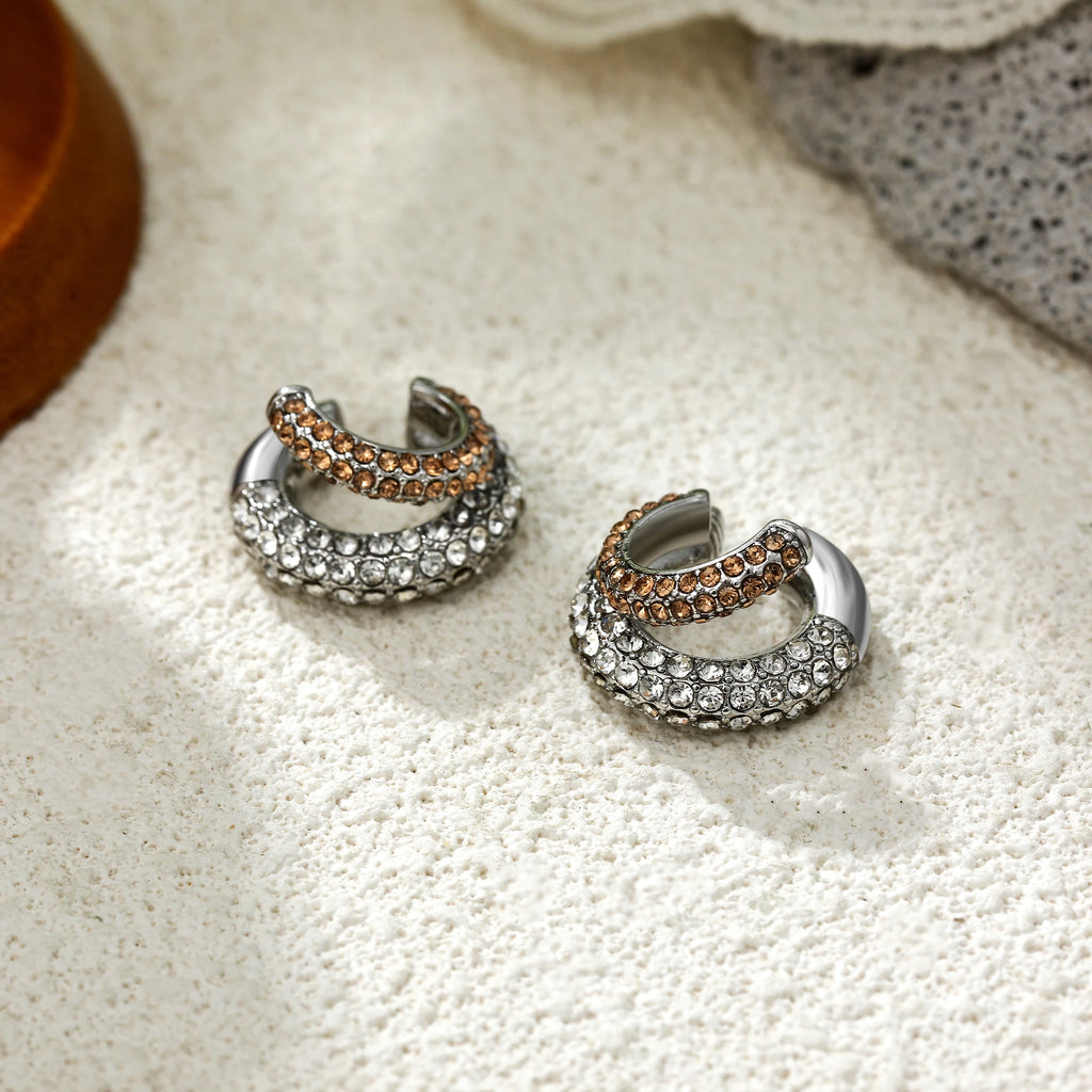 Veliora Two-Tone Zircon C-Clip Earrings ✨