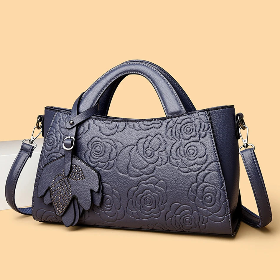 Veliora Camellia Top-Handle Leather Bag 👜