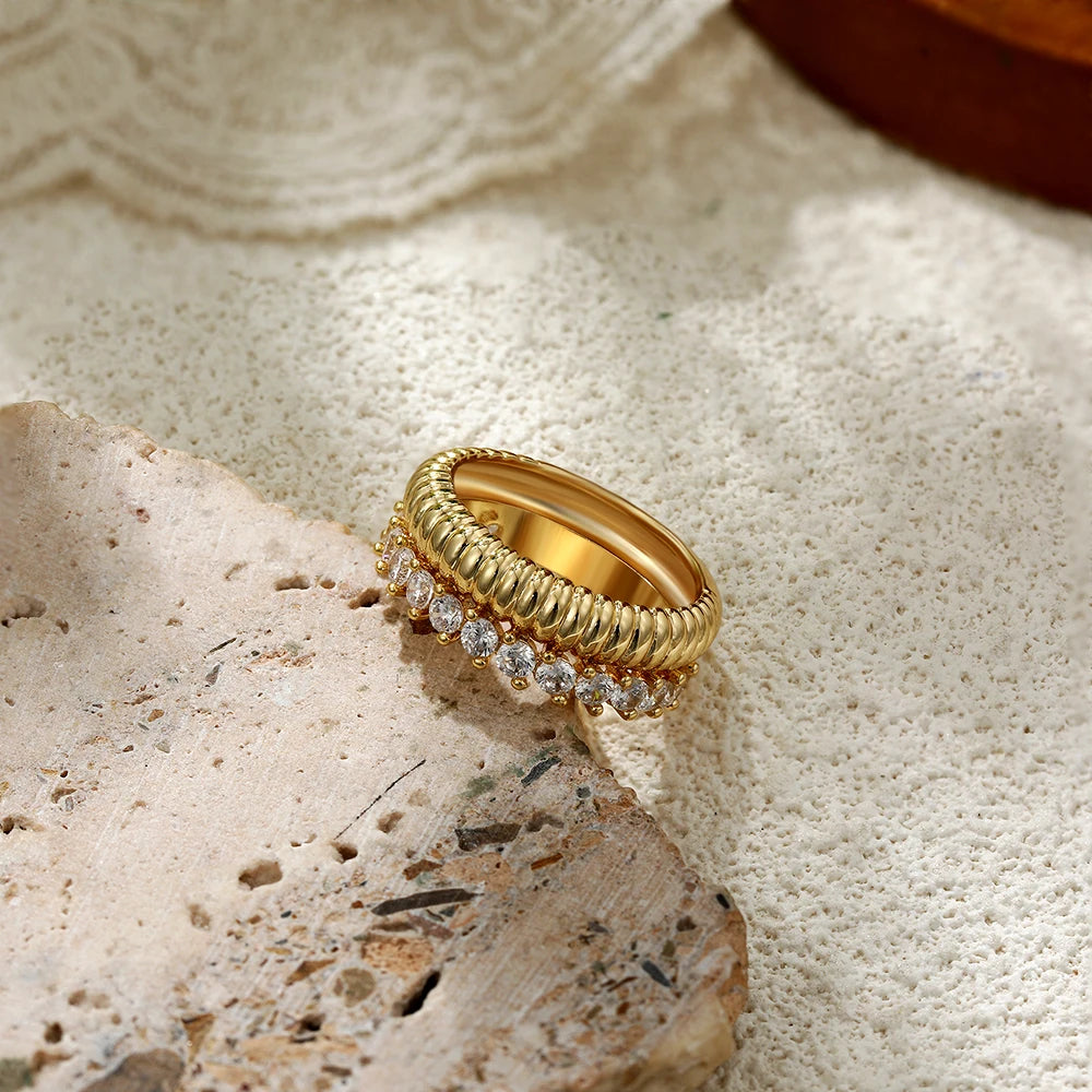 Veliora Double Layer Textured Zircon Ring ✨