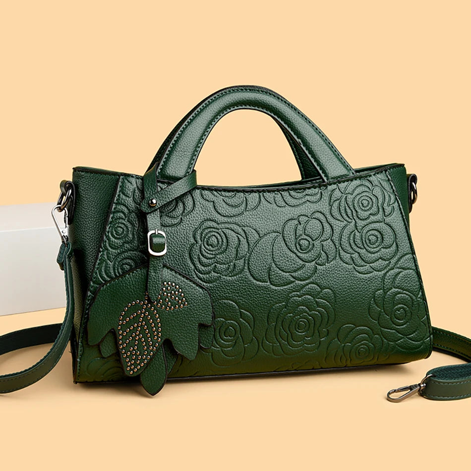 Veliora Camellia Top-Handle Leather Bag 👜
