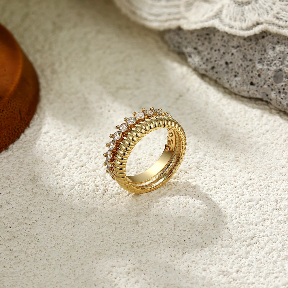 Veliora Double Layer Textured Zircon Ring ✨