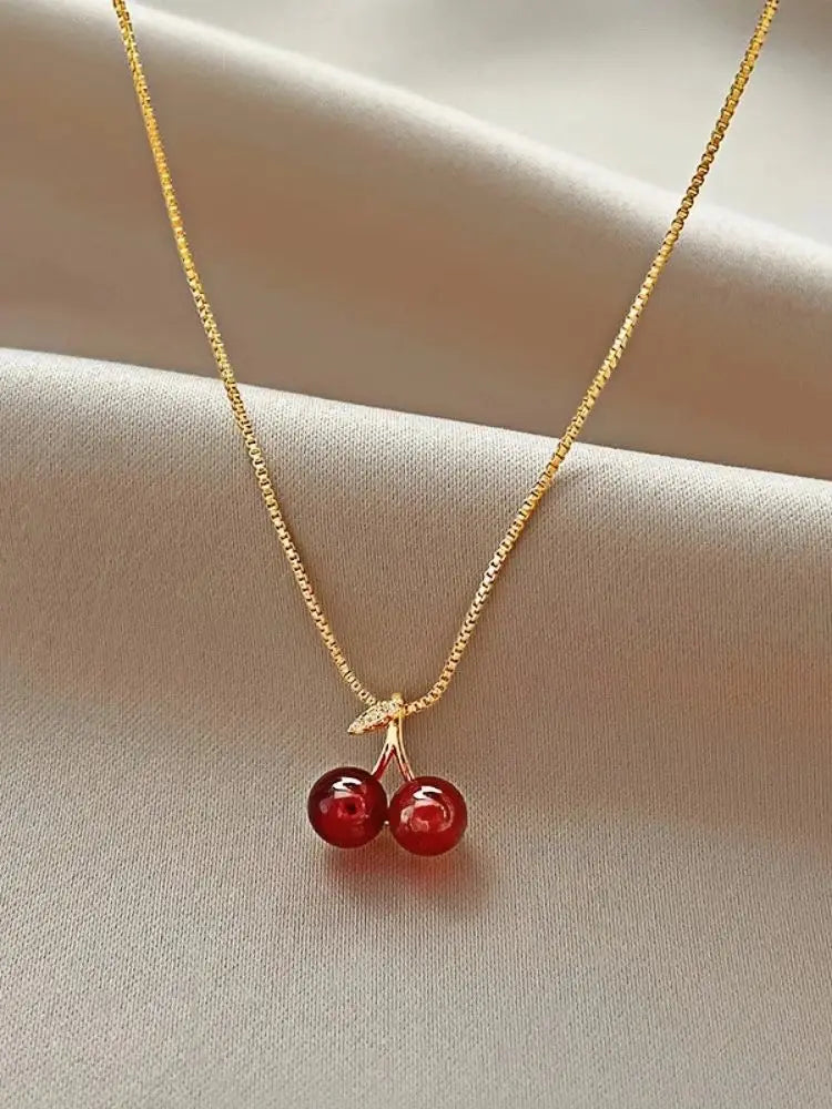 Veliora Cherry Glow Pendant Necklace