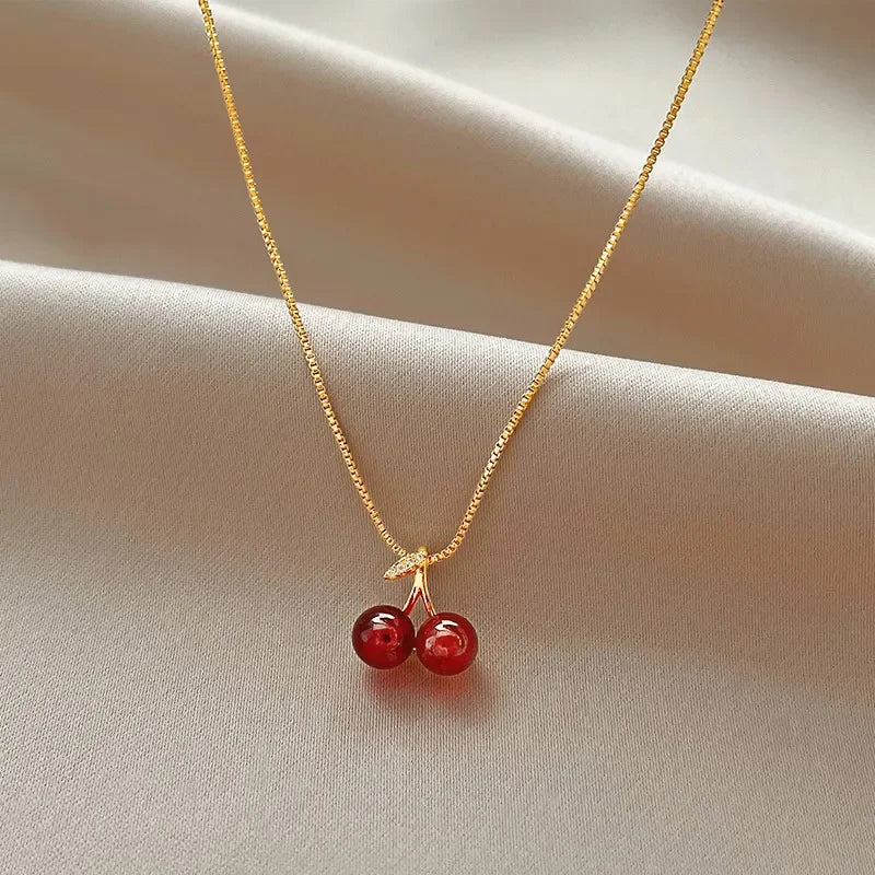 Veliora Cherry Glow Pendant Necklace