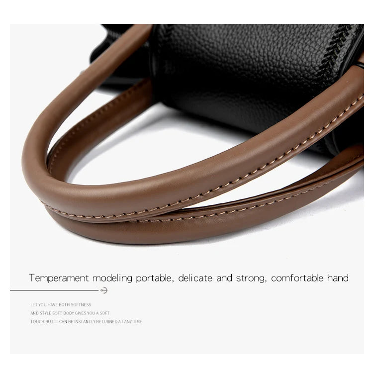 Veliora Color-Block Leather Business Tote Bag.