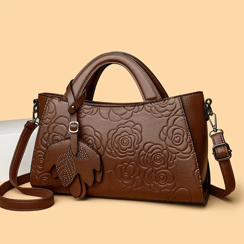 Veliora Camellia Top-Handle Leather Bag 👜