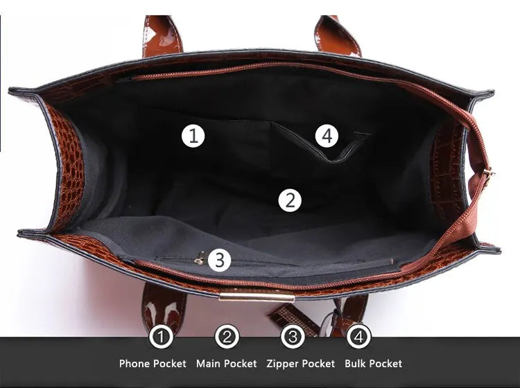 Veliora Croc-Embossed Vintage Tote Bag