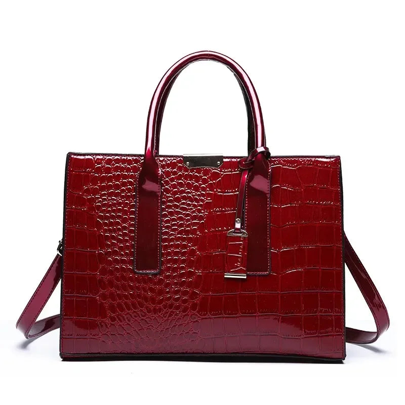 Veliora Croc-Embossed Vintage Tote Bag