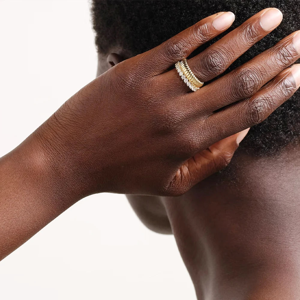 Veliora Double Layer Textured Zircon Ring ✨