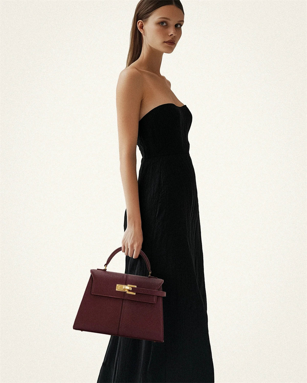 Veliora Burgundy Structured Crossbody Bag