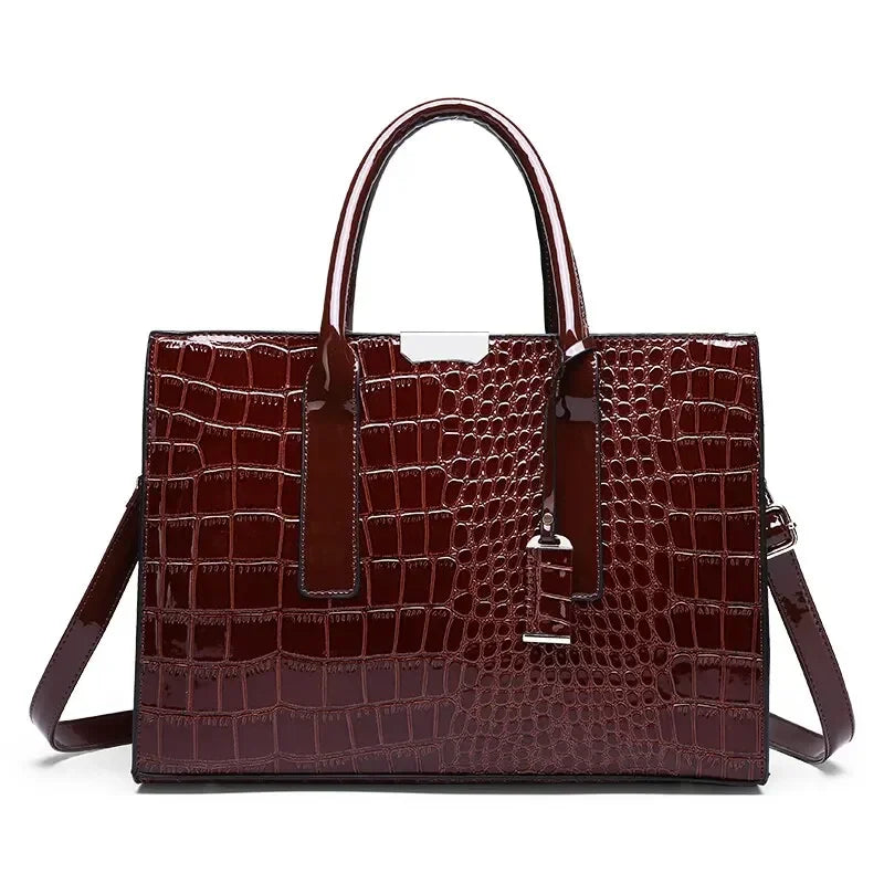 Veliora Croc-Embossed Vintage Tote Bag