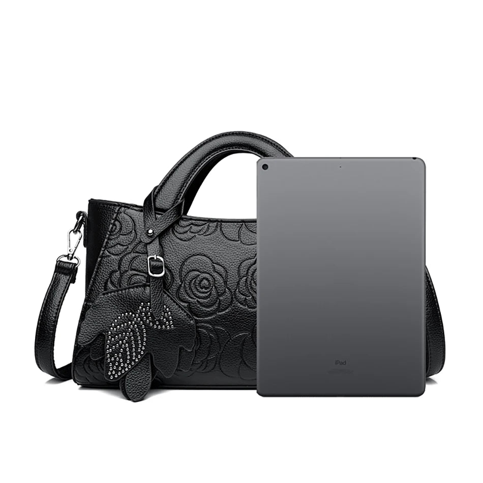 Veliora Camellia Top-Handle Leather Bag 👜