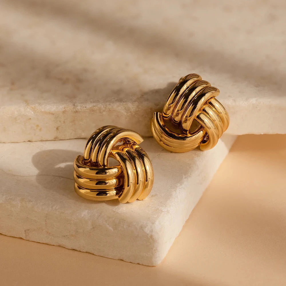 Veliora Twisted Knot Stud Earrings