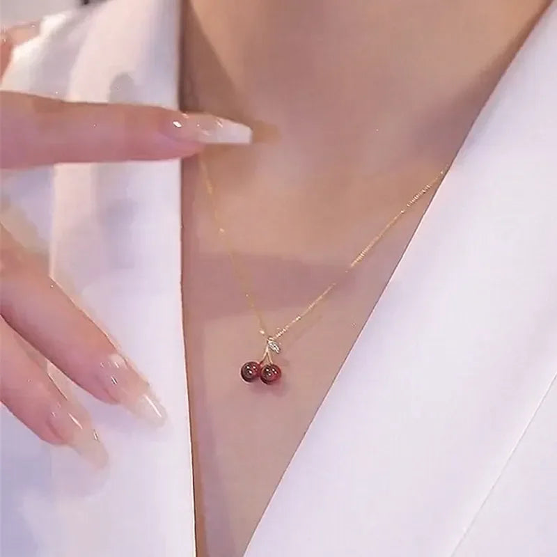 Veliora Cherry Glow Pendant Necklace