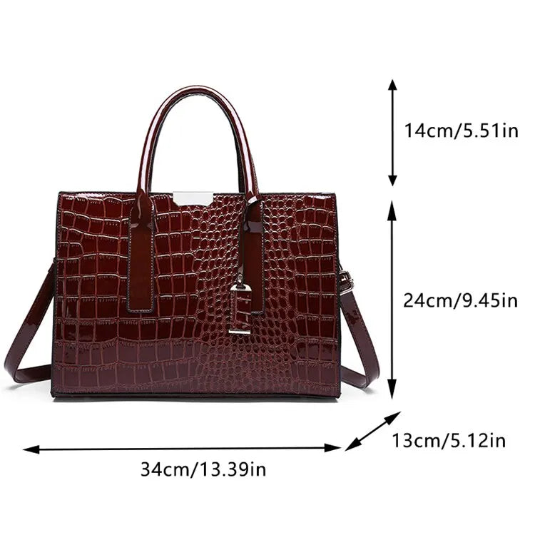 Veliora Croc-Embossed Vintage Tote Bag