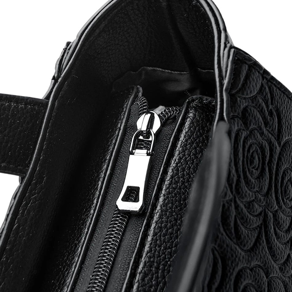 Veliora Camellia Top-Handle Leather Bag 👜