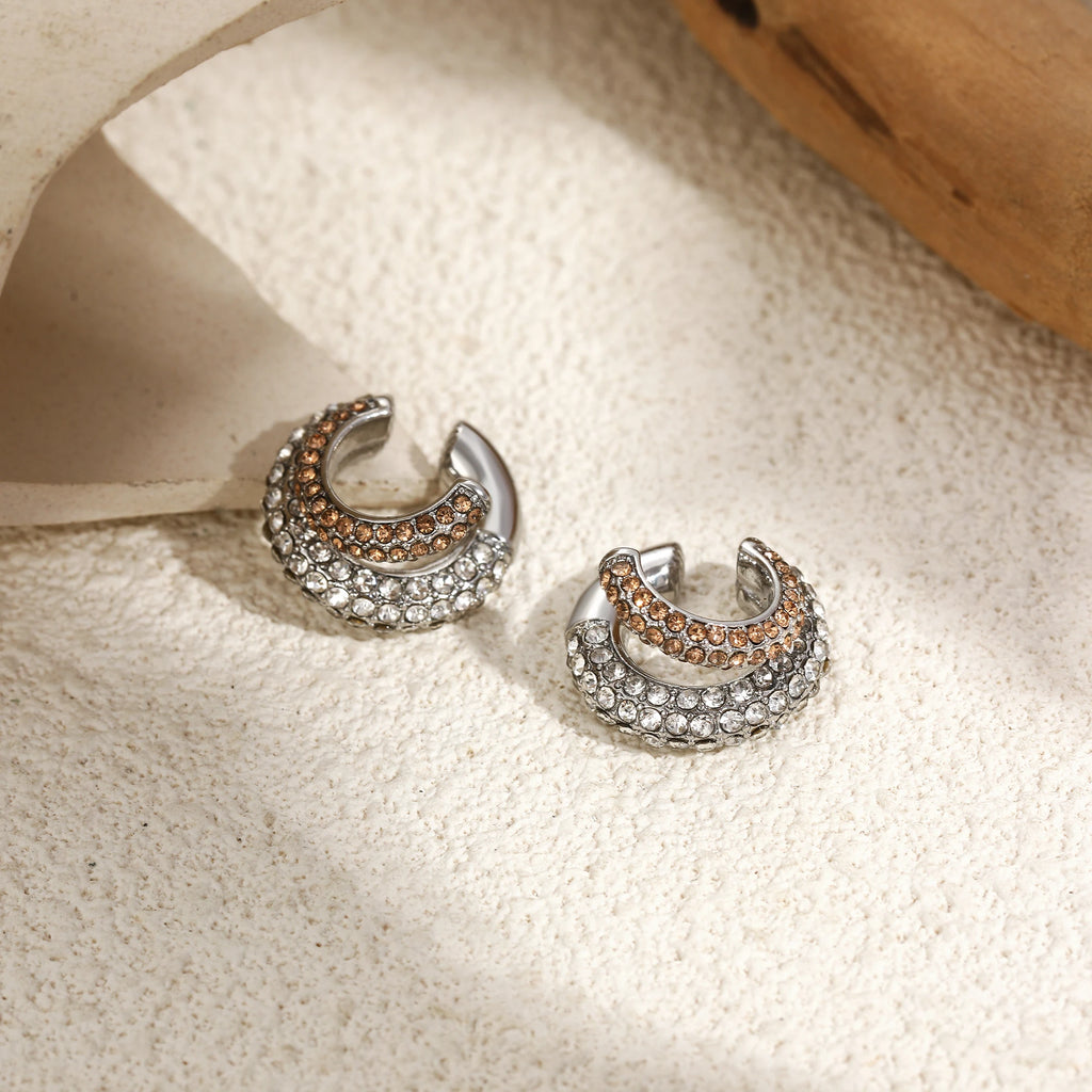 Veliora Two-Tone Zircon C-Clip Earrings ✨