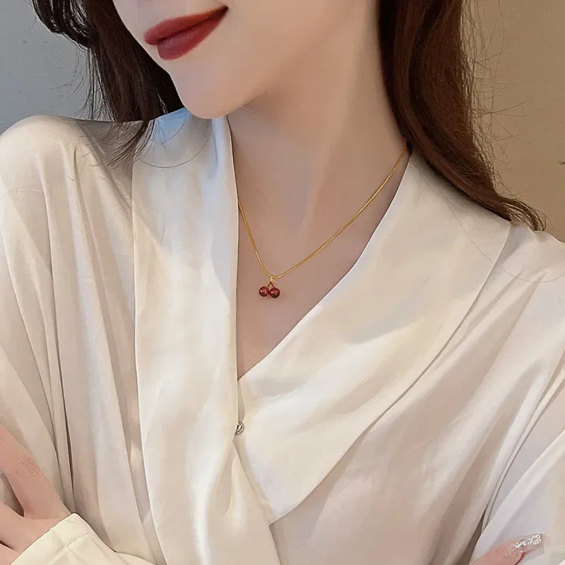 Veliora Cherry Glow Pendant Necklace