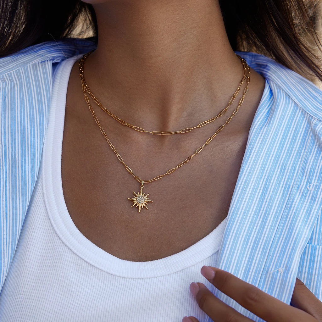 Veliora Layered Sun Pendant Necklace ✨