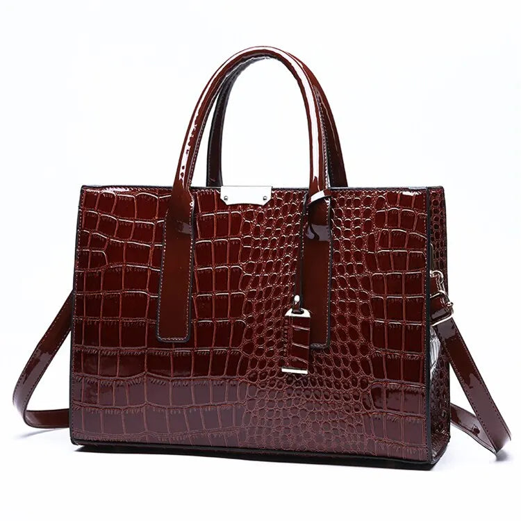 Veliora Croc-Embossed Vintage Tote Bag
