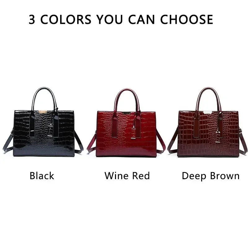 Veliora Croc-Embossed Vintage Tote Bag