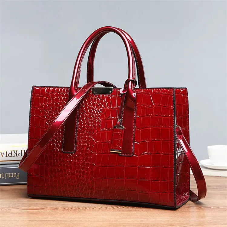Veliora Croc-Embossed Vintage Tote Bag