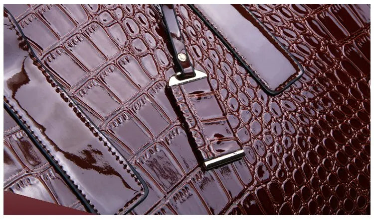 Veliora Croc-Embossed Vintage Tote Bag