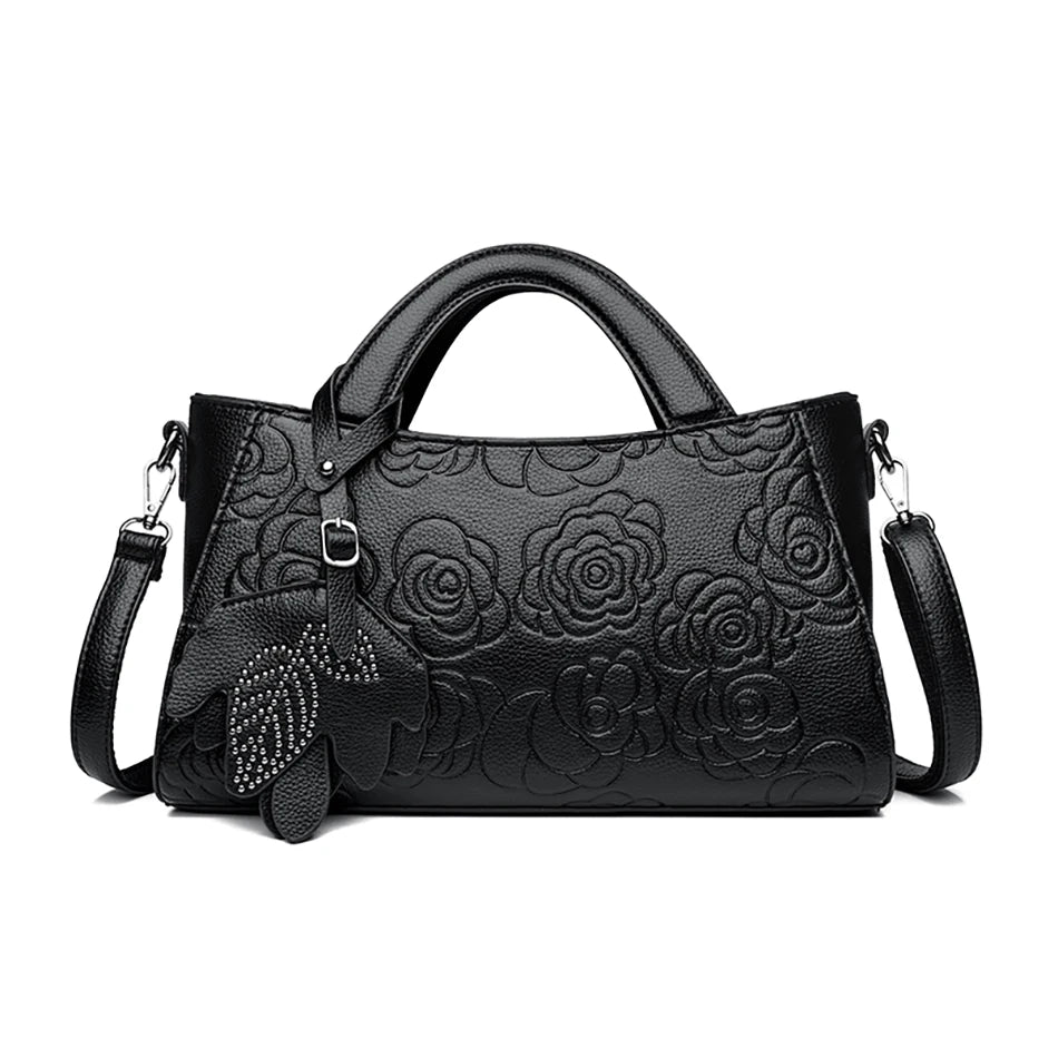 Veliora Camellia Top-Handle Leather Bag 👜