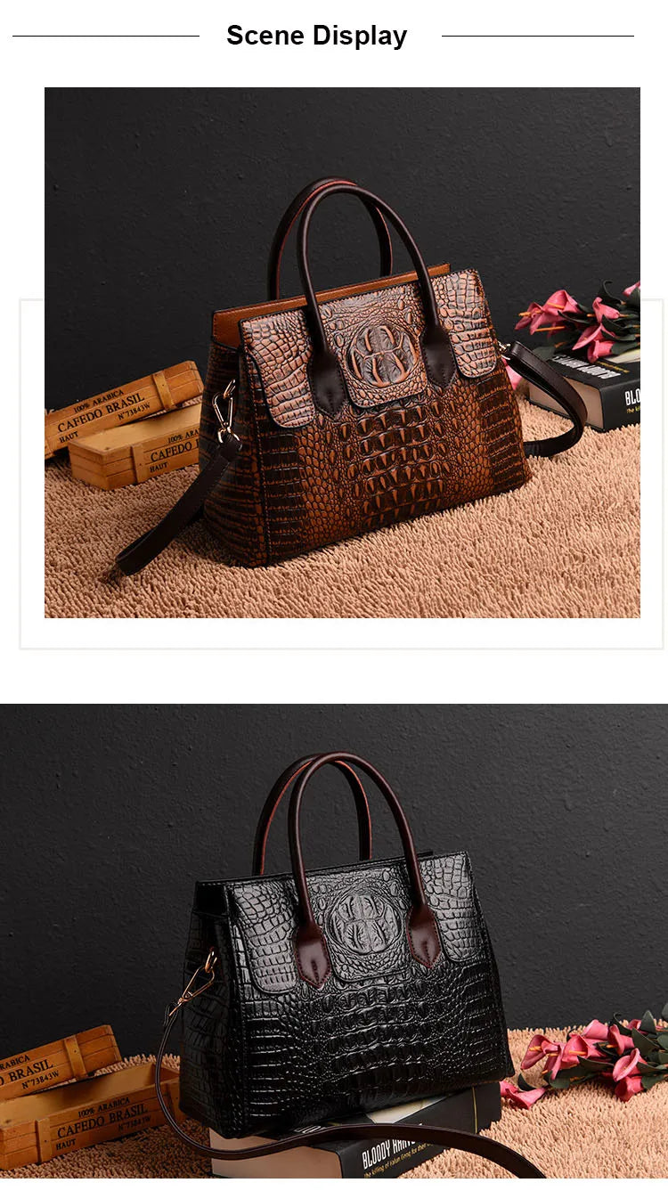 Veliora Crocodile Leather Tote Bag 👜