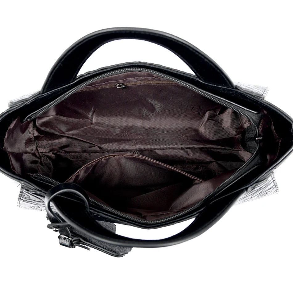 Veliora Camellia Top-Handle Leather Bag 👜