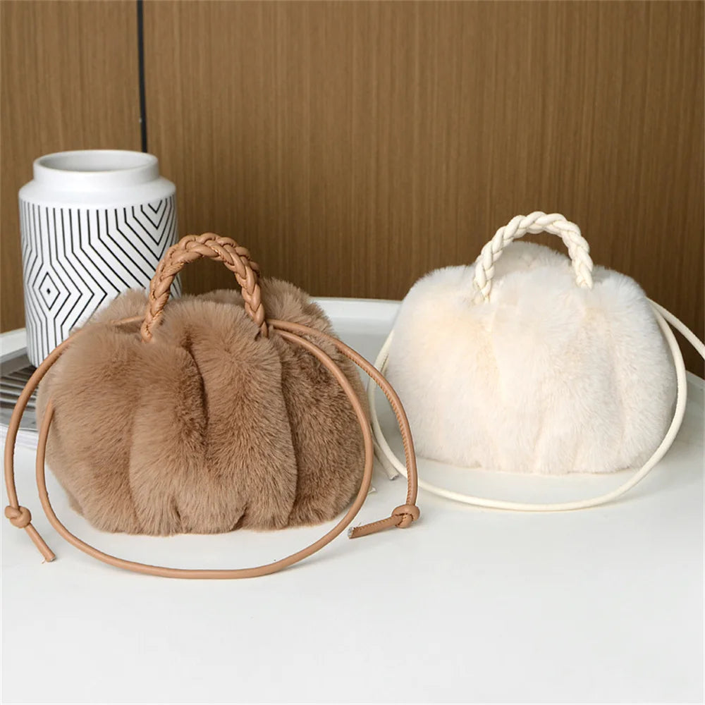 Veliora Pumpkin Plush Crossbody Bag – Cute Tote