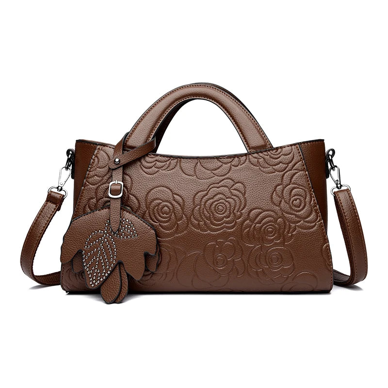 Veliora Camellia Top-Handle Leather Bag 👜