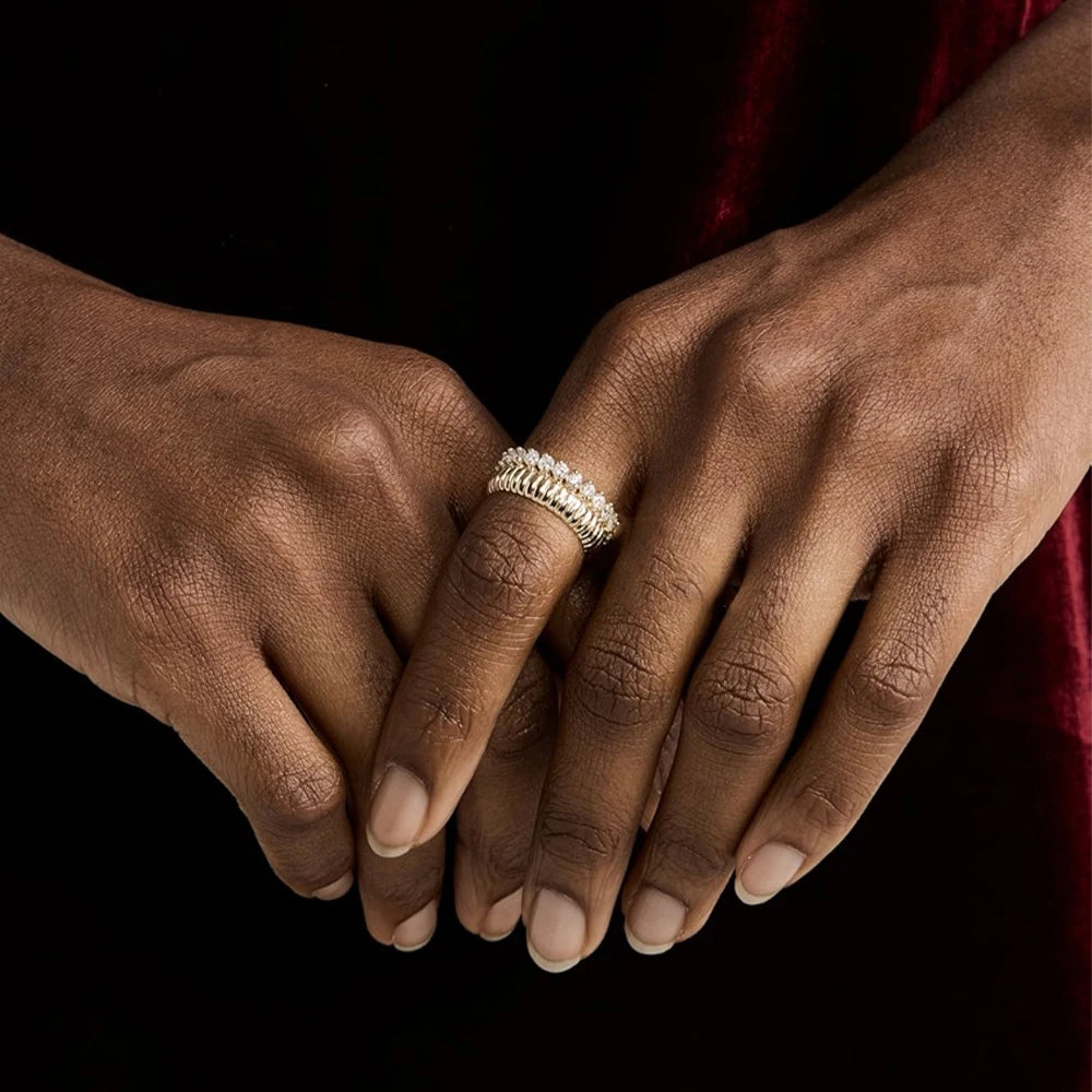 Veliora Double Layer Textured Zircon Ring ✨