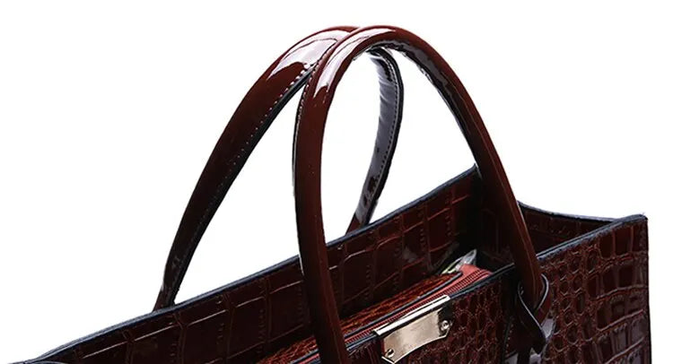 Veliora Croc-Embossed Vintage Tote Bag
