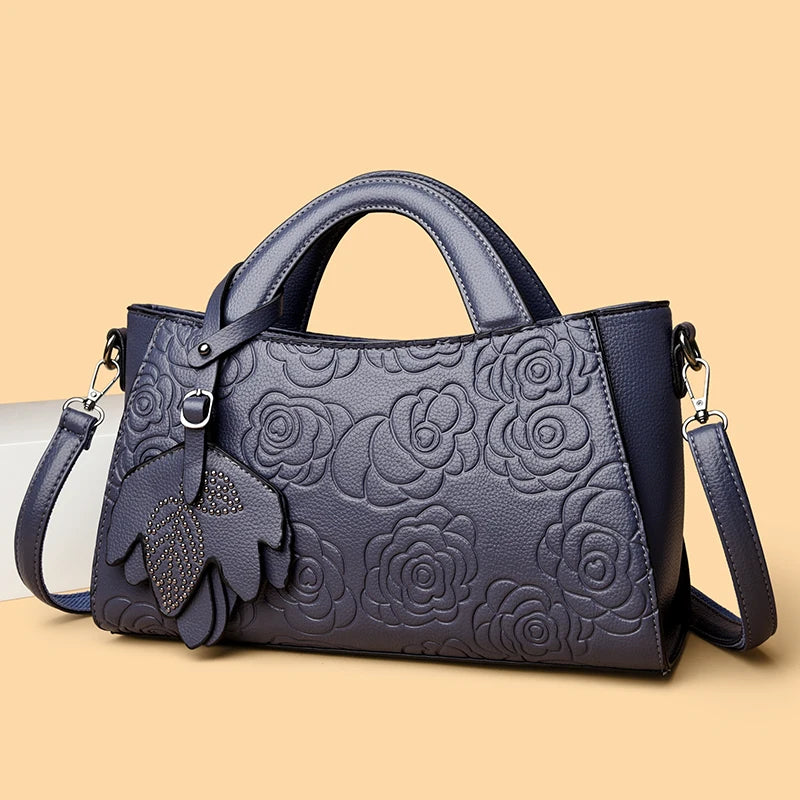 Veliora Camellia Top-Handle Leather Bag 👜