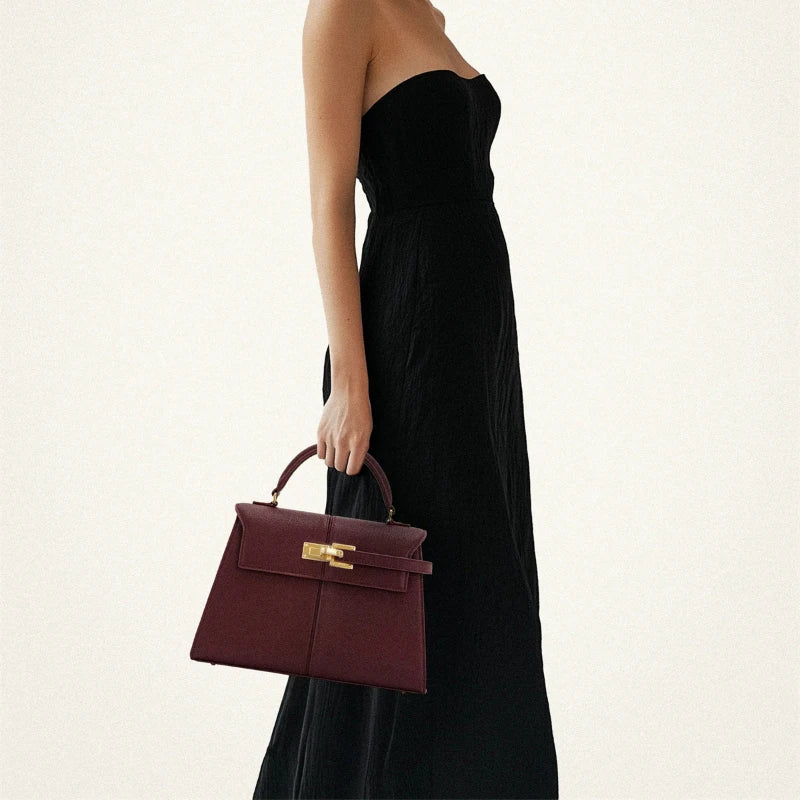 Veliora Burgundy Structured Crossbody Bag