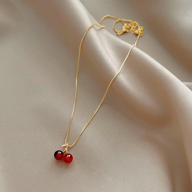 Veliora Cherry Glow Pendant Necklace