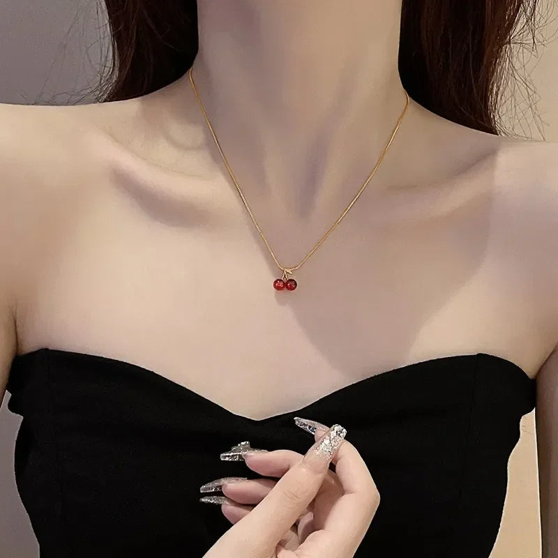 Veliora Cherry Glow Pendant Necklace