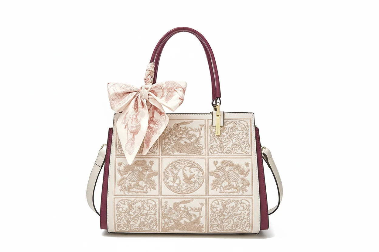 Veliora Silk Accent Leather Tote👜