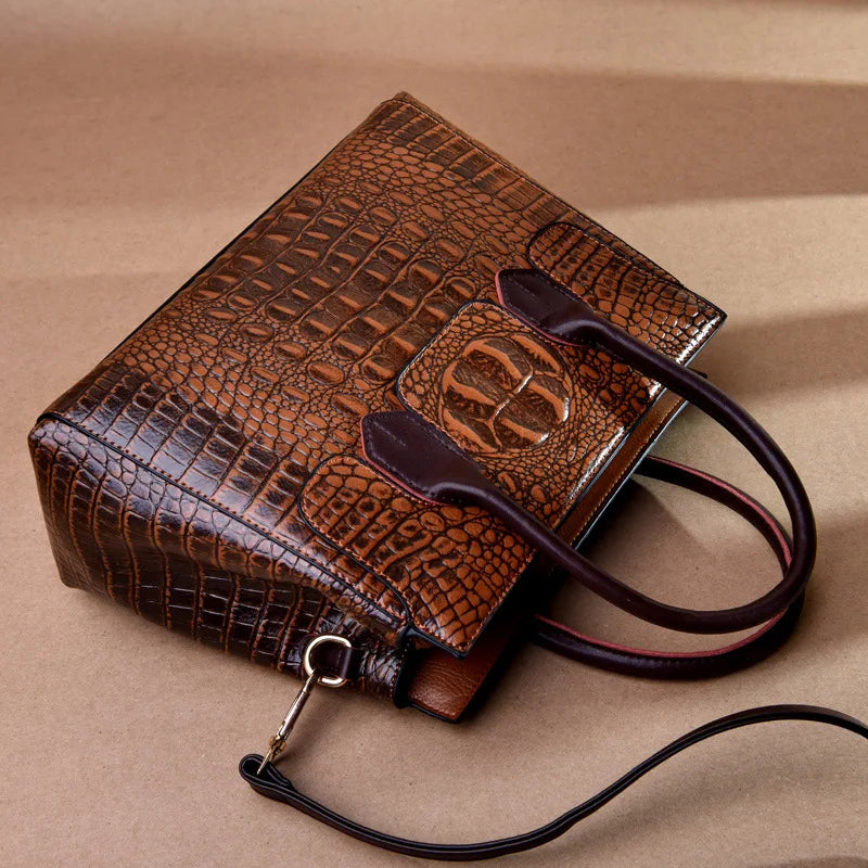 Veliora Crocodile Leather Tote Bag 👜