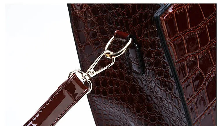Veliora Croc-Embossed Vintage Tote Bag