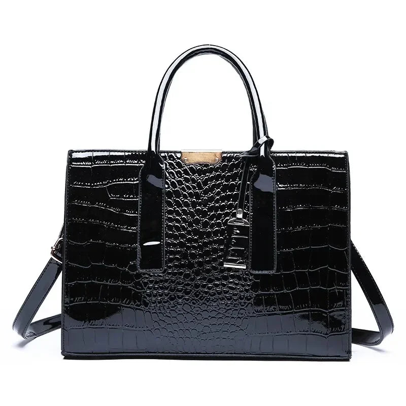 Veliora Croc-Embossed Vintage Tote Bag