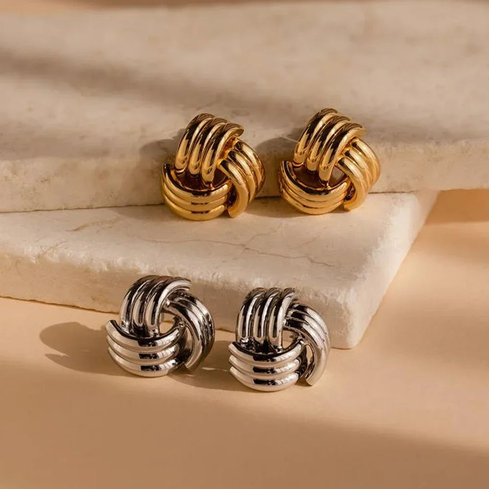 Veliora Twisted Knot Stud Earrings