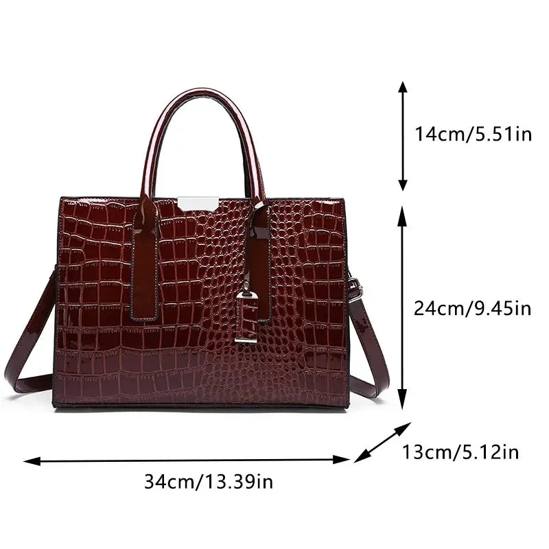 Veliora Croc-Embossed Vintage Tote Bag