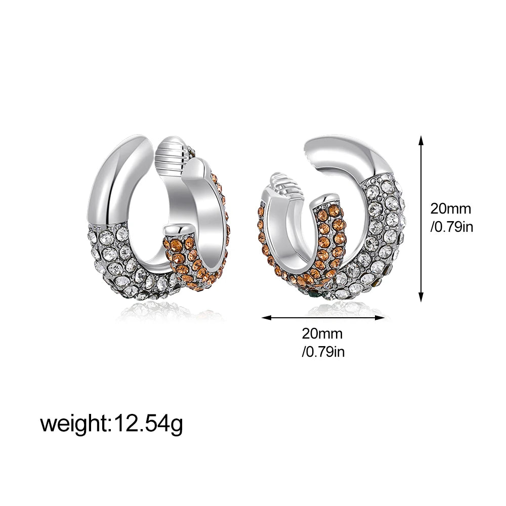 Veliora Two-Tone Zircon C-Clip Earrings ✨